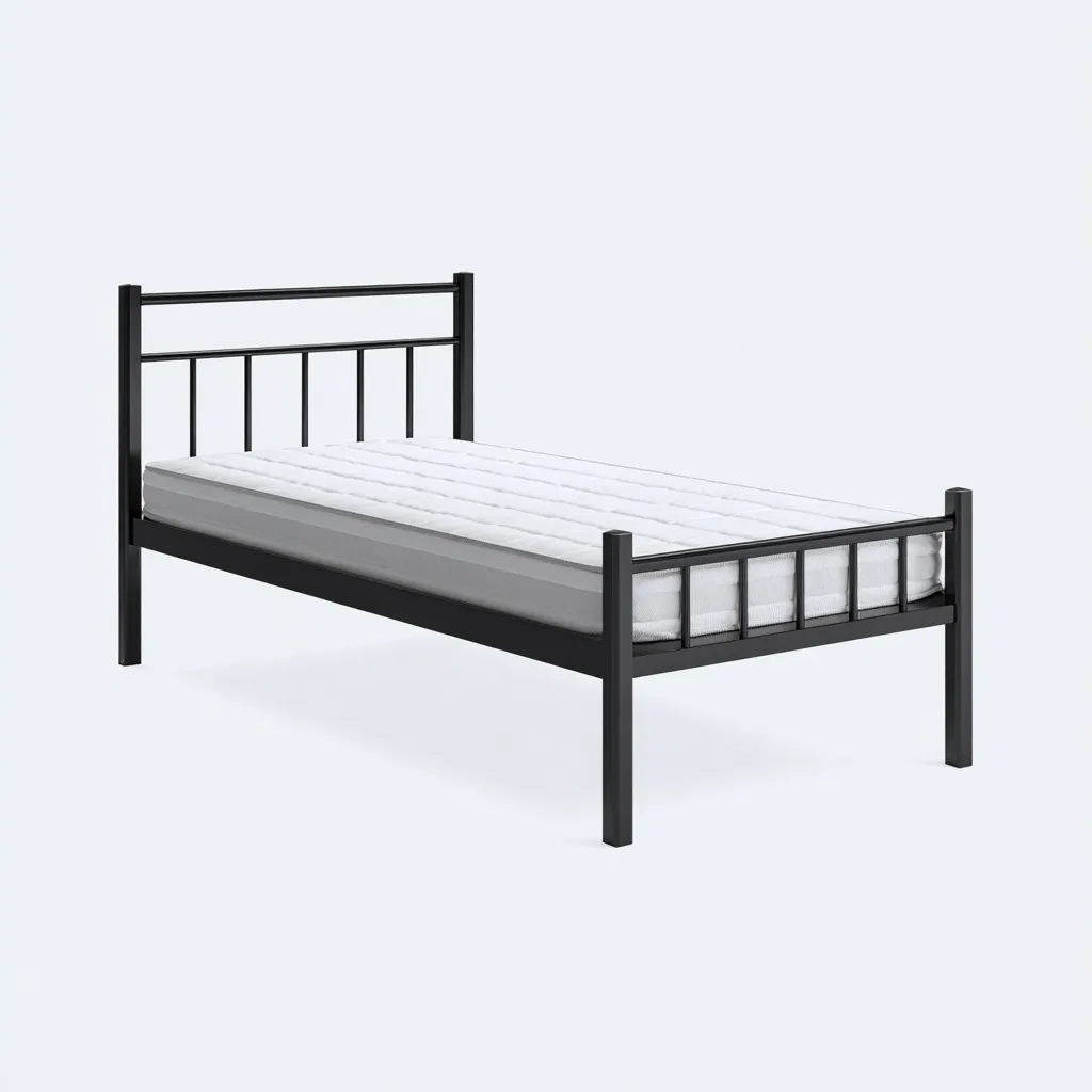 Eenpersoonsbed - Metaal - 200x90x85 cm - Zwart - Industrieel ontwerp-Chicuse