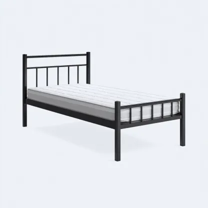 Eenpersoonsbed - Metaal - 200x90x85 cm - Zwart - Industrieel ontwerp-Chicuse