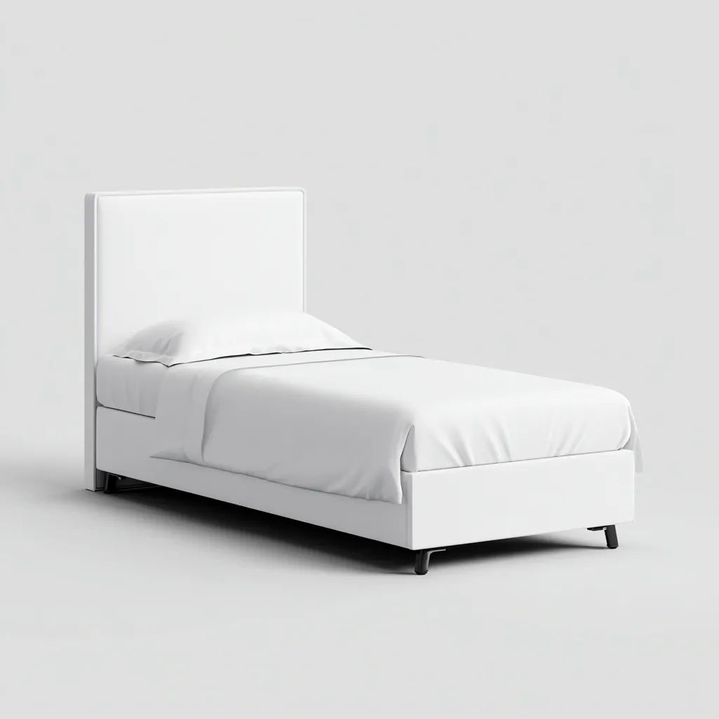 Eenpersoonsbed - Stof-Hout - 200x100x95 cm - Wit - Modern minimalistisch ontwerp-Chicuse