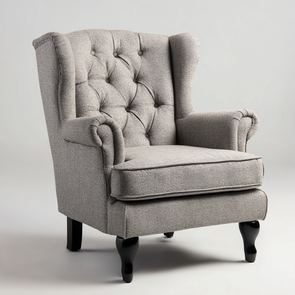 Fauteuil - Stof-hout - 84x88x100 cm - Lichtgrijs - Klassiek design-Chicuse