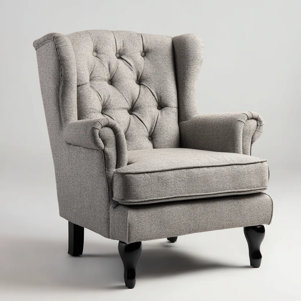 Fauteuil - Stof-hout - 84x88x100 cm - Lichtgrijs - Klassiek design-Chicuse