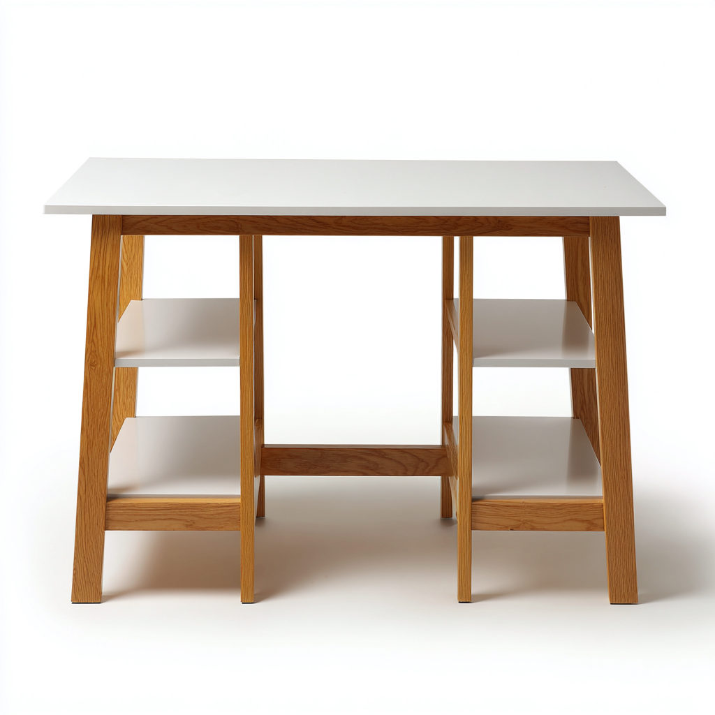 Bureau - Hout - 135x65x75 cm - Wit-Natuurlijk - Scandinavisch ontwerp-Chicuse