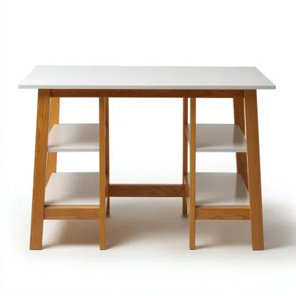 Bureau - Hout - 135x65x75 cm - Wit-Natuurlijk - Scandinavisch ontwerp-Chicuse