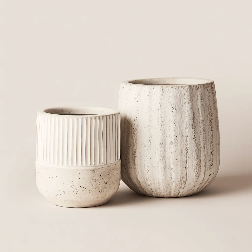 Bloempot - Keramiek - 35x40 cm - 28x32 cm - Wit - Modern design-Chicuse