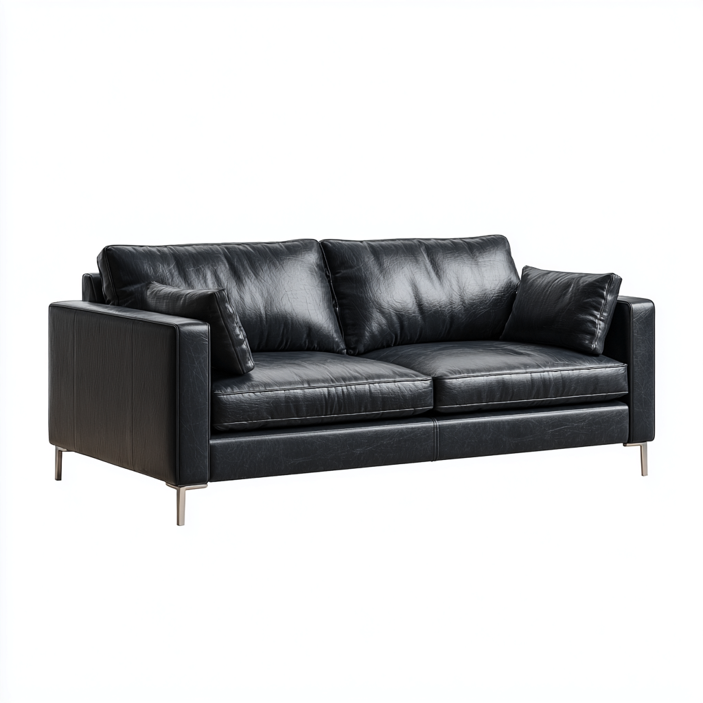 Twee zitsbank - leer - 175x90x85 cm - zwart - modern ontwerp-Chicuse