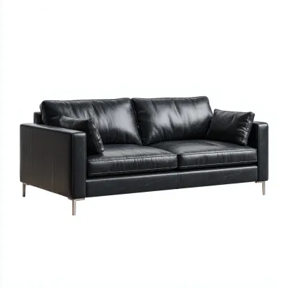 Twee zitsbank - leer - 175x90x85 cm - zwart - modern ontwerp-Chicuse