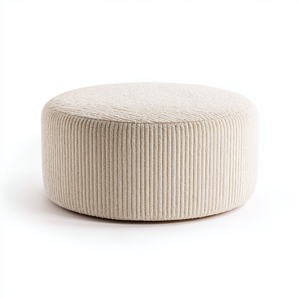 Poef - ribfluwelen bekleding - 90x90x35 cm - crème - modern ontwerp-Chicuse