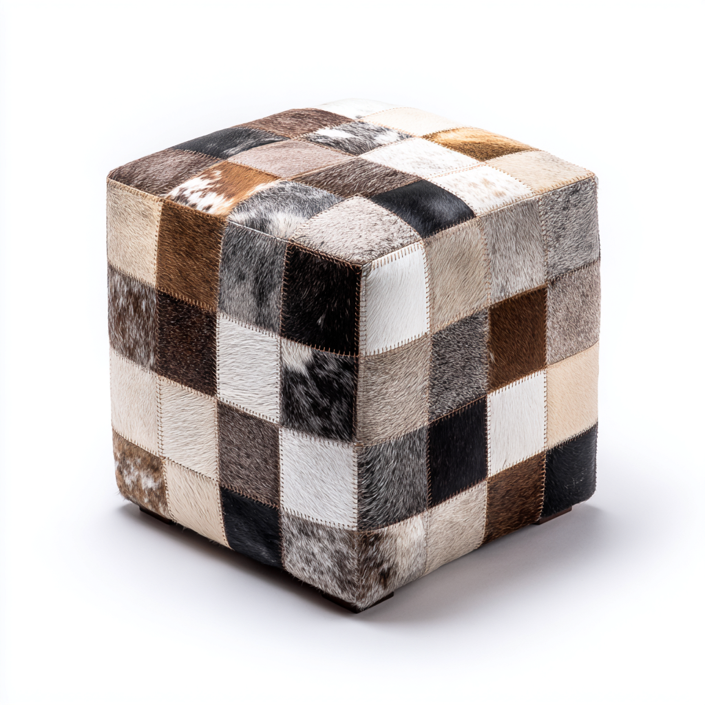 Poef - lederen patchwork bekleding - 45x45x45 cm - multicolor - modern ontwerp-Chicuse