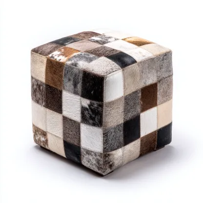 Poef - lederen patchwork bekleding - 45x45x45 cm - multicolor - modern ontwerp-Chicuse