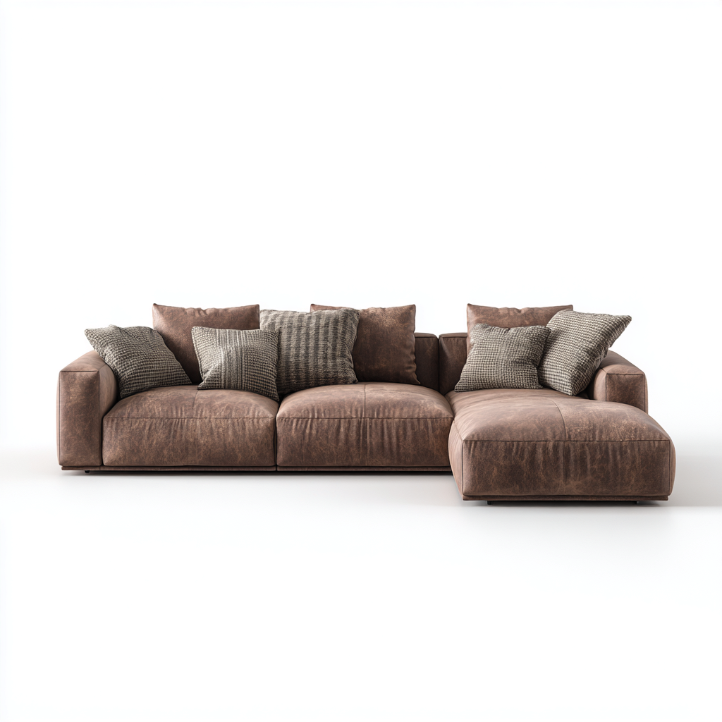Hoekbank - leer - 300x200x85 cm - bruin - modern ontwerp-Chicuse