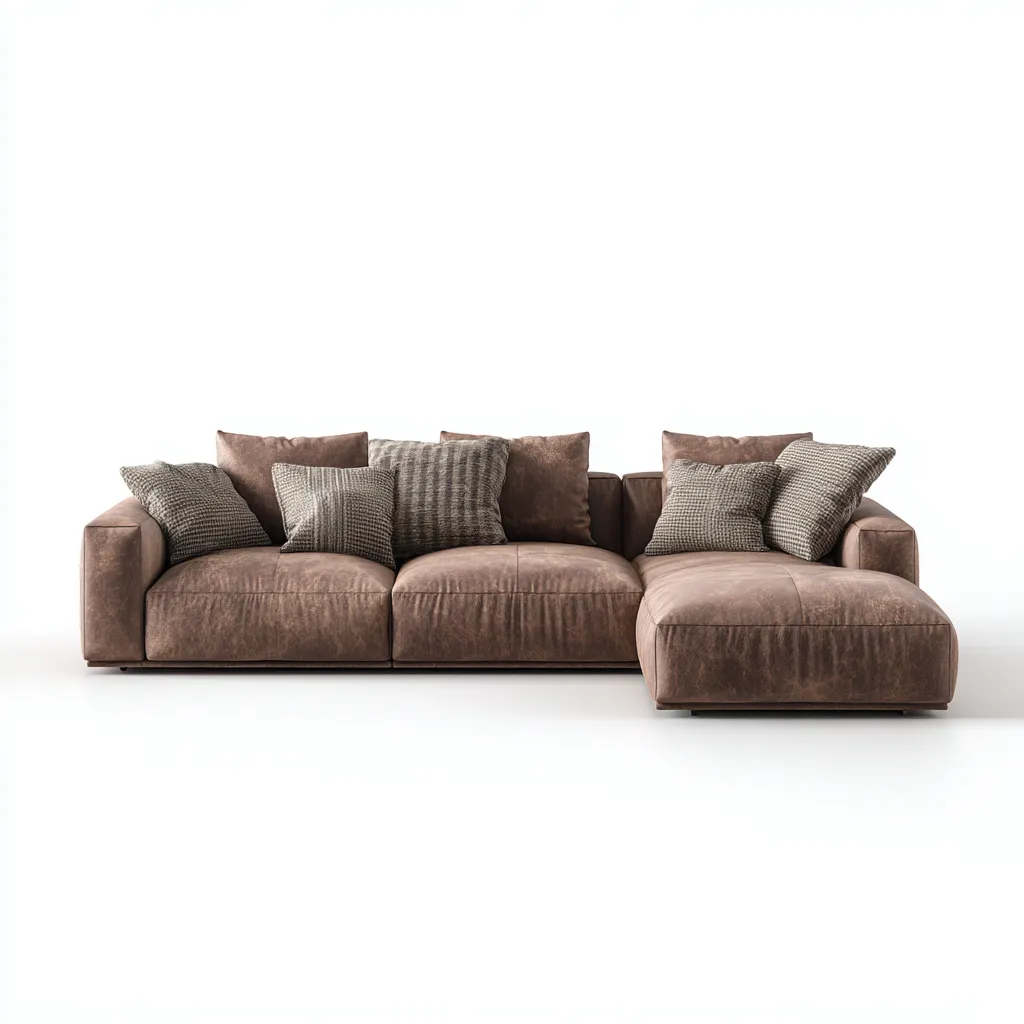 Hoekbank - leer - 300x200x85 cm - bruin - modern ontwerp-Chicuse