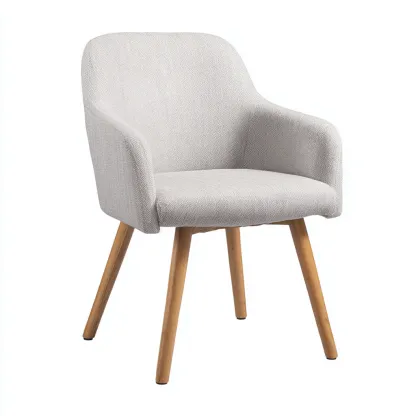 Fauteuil - Stof-hout - 62x60x83 cm - Lichtgrijs - Scandinavisch ontwerp-Chicuse