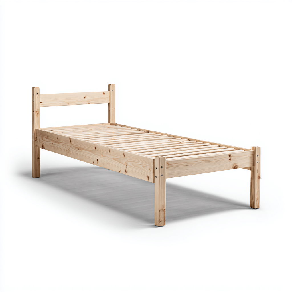 Eenpersoonsbed - Massief hout - 200x90x85 cm - Natuurlijk hout - Scandinavisch ontwerp-Chicuse