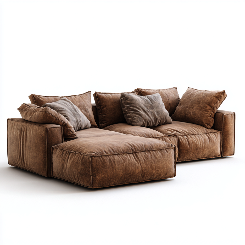 Hoekbank - fluweel - 290x190x85 cm - bruin - modern ontwerp-Chicuse