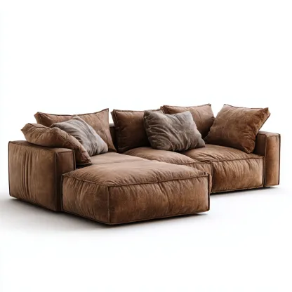 Hoekbank - fluweel - 290x190x85 cm - bruin - modern ontwerp-Chicuse