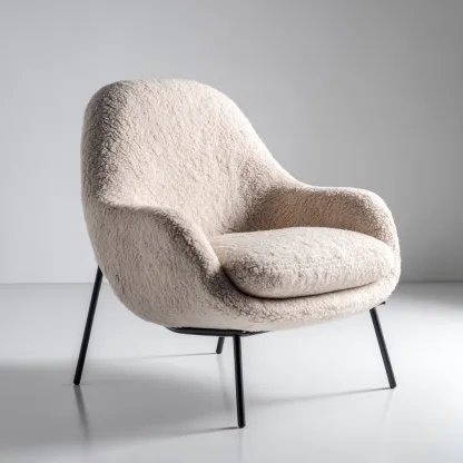 Fauteuil - Imitatiebont-metaal - 78x76x85 cm - Crèmekleurig - Scandinavische stijl-Chicuse