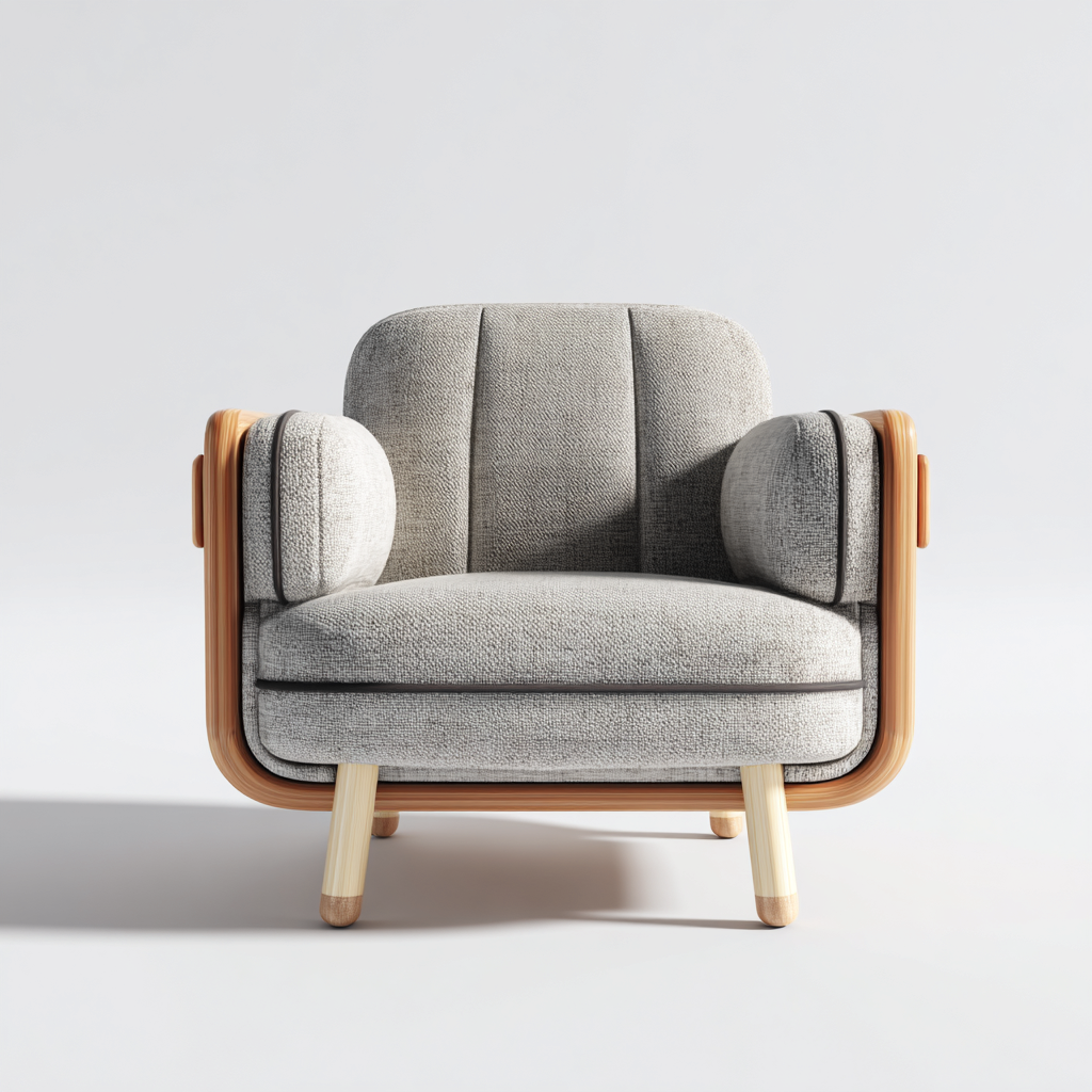 Fauteuil - stof-hout - 90x84x82 cm - lichtgrijs - modern Scandinavisch design-Chicuse