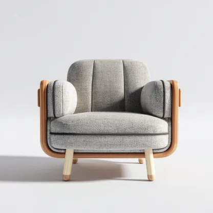 Fauteuil - stof-hout - 90x84x82 cm - lichtgrijs - modern Scandinavisch design-Chicuse