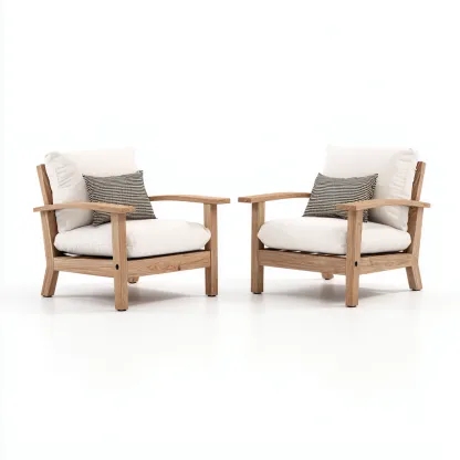 Tuinstoel - teakhout-stof - 82x85x90 cm - lichtbruin-wit - modern ontwerp-Chicuse