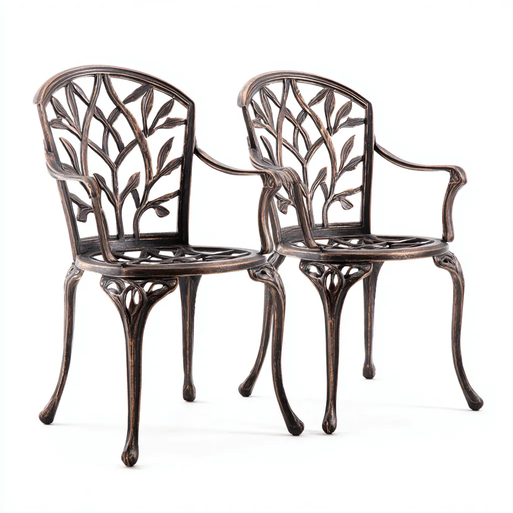 Tuinstoel - aluminium - 58x61x88 cm - brons - klassiek ontwerp-Chicuse