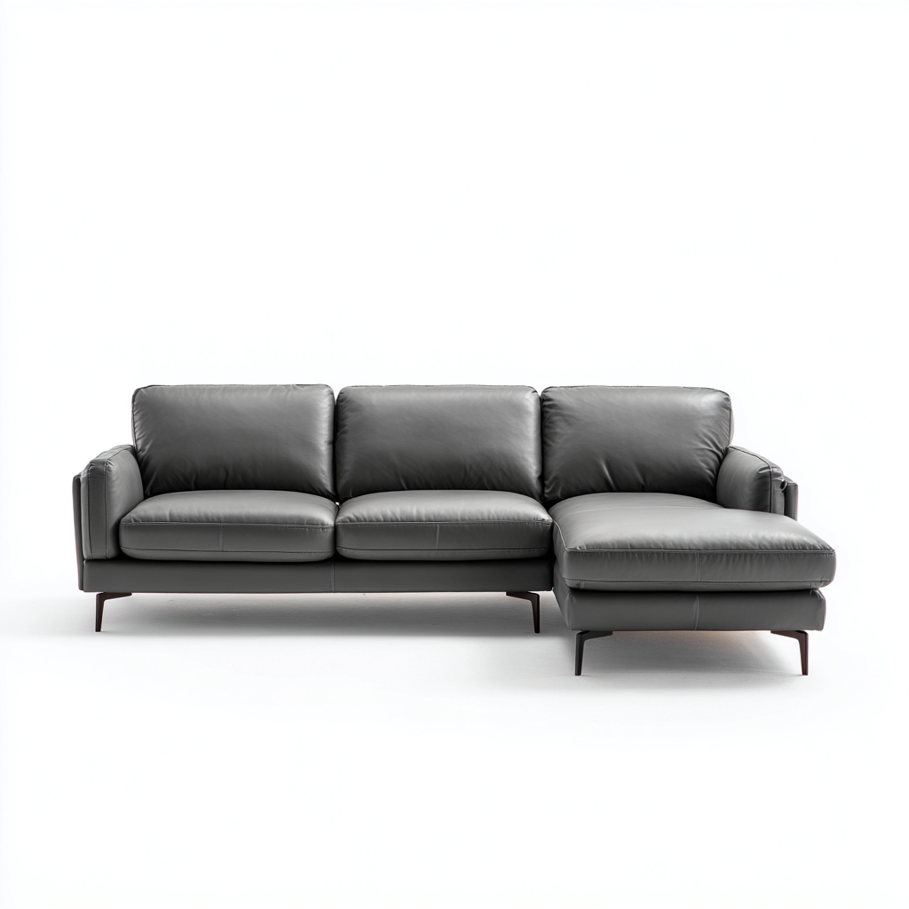 Hoekbank - leer - 270x180x85 cm - donkergrijs - modern ontwerp-Chicuse