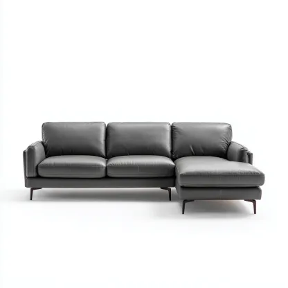 Hoekbank - leer - 270x180x85 cm - donkergrijs - modern ontwerp-Chicuse