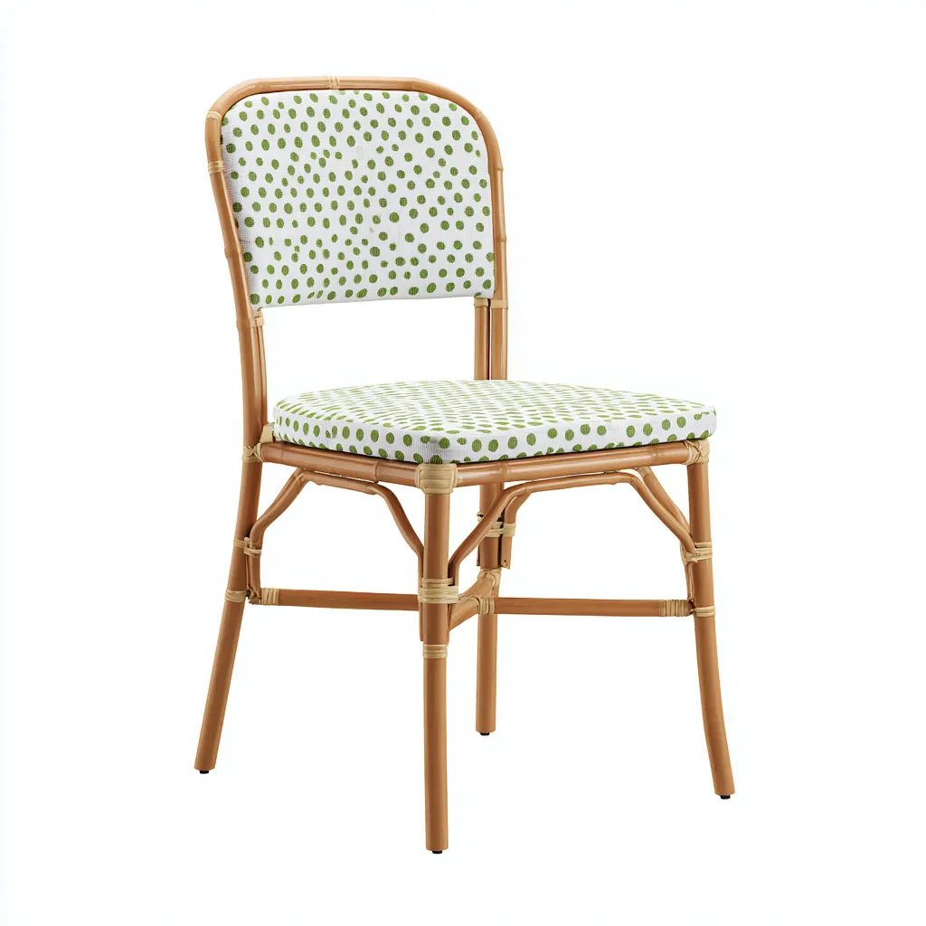 Tuinstoel - rotan-textiel - 50x55x85 cm - groen-wit - retro ontwerp-Chicuse