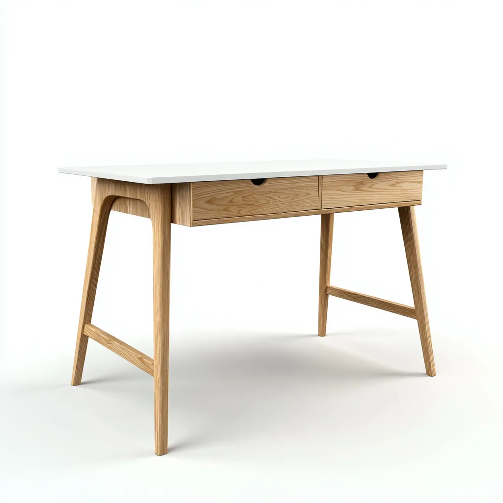 Bureau - Hout - 120x60x75 cm - Wit-Eiken - Scandinavisch ontwerp met lades-Chicuse