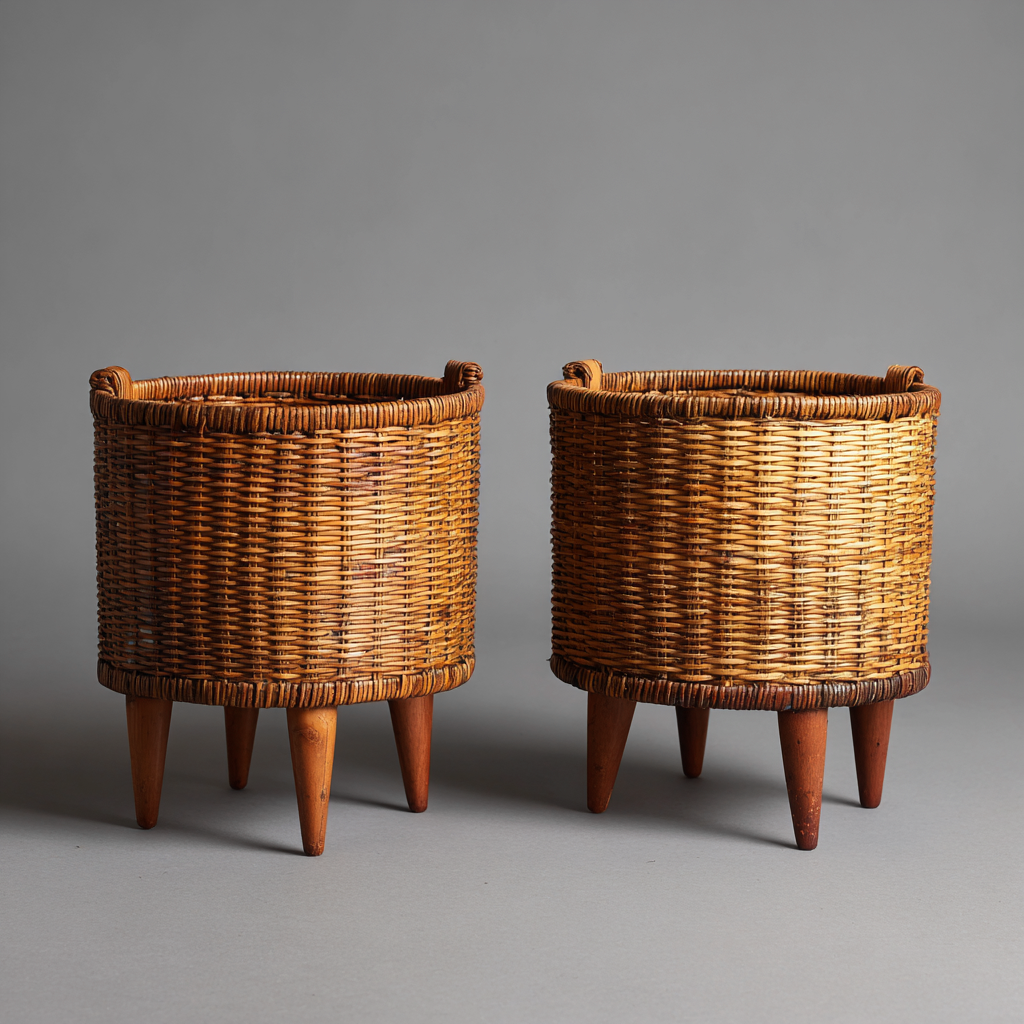 Plantenstandaard & Bloempot - Rotan - 40x40x48 cm - 38x38x46 cm - Donkerbruin - Boho design-Chicuse