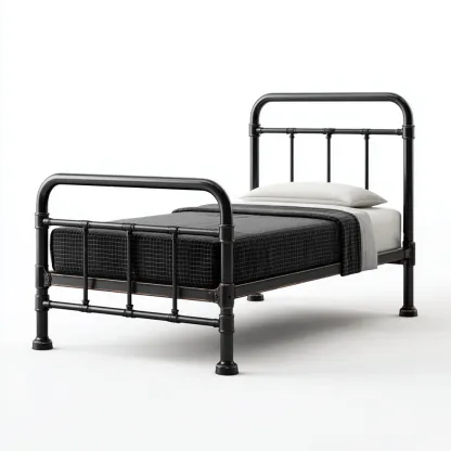 Eenpersoonsbed - Metaal - 200x100x95 cm - Zwart - Industrieel ontwerp-Chicuse