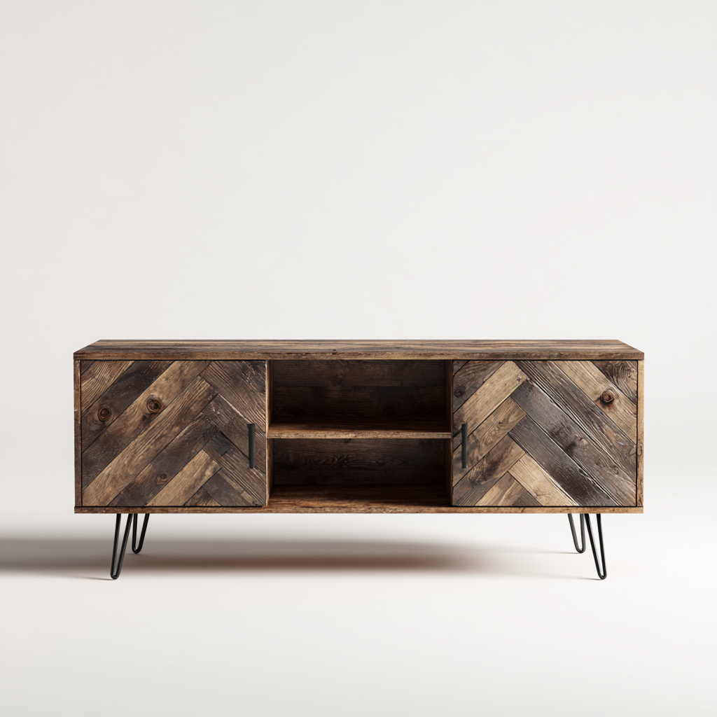 Tv-meubel - Hout - Metaal - 150x40x55 cm - Donkerbruin - Industrieel design-Chicuse