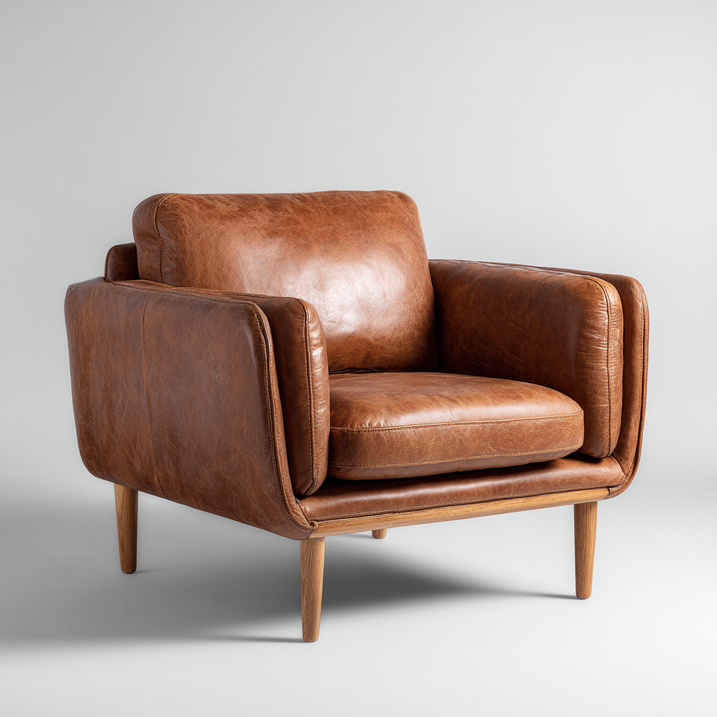 Fauteuil - imitatieleer - 90x85x80 cm - bruin - modern design-Chicuse