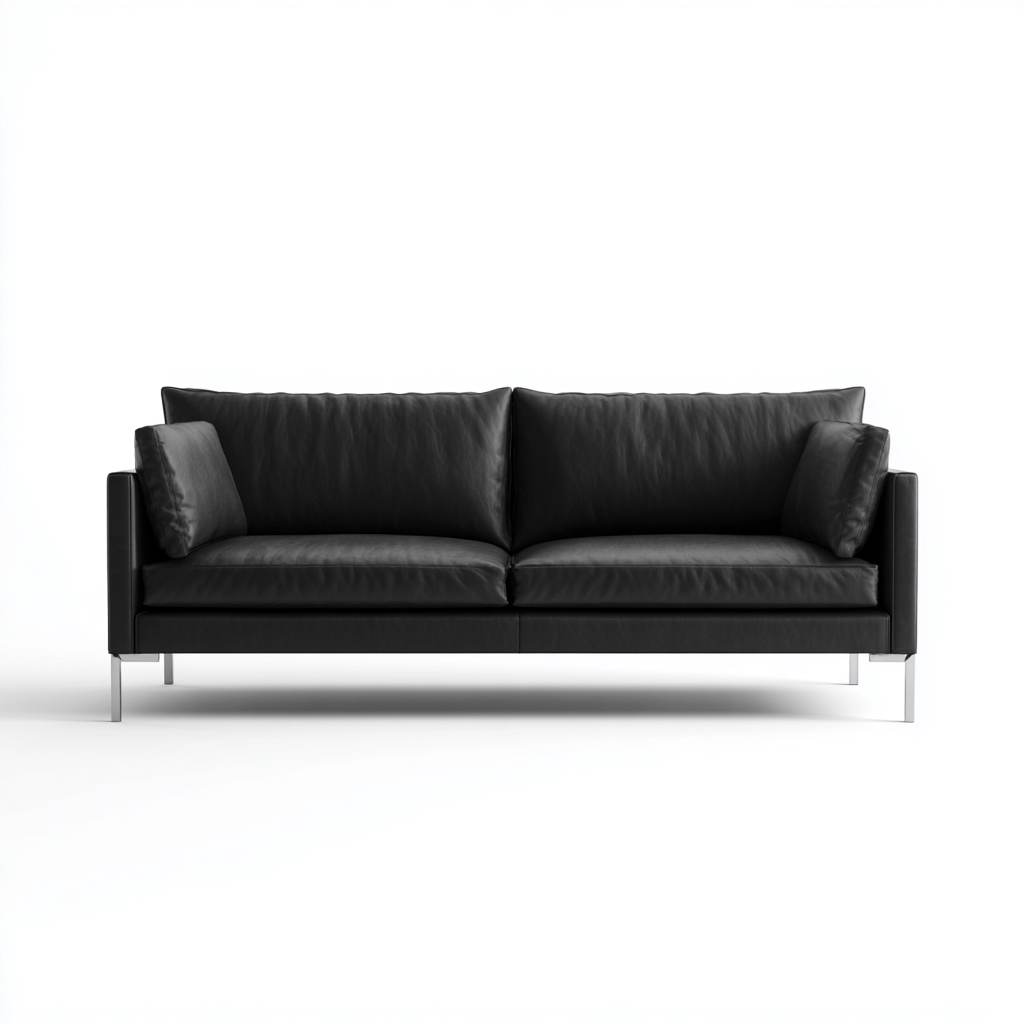 Twee zitsbank - leer - 175x92x85 cm - zwart - modern ontwerp-Chicuse