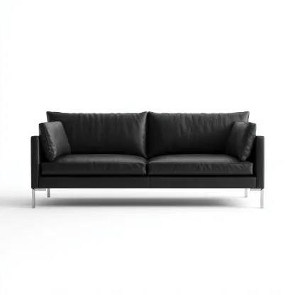 Twee zitsbank - leer - 175x92x85 cm - zwart - modern ontwerp-Chicuse