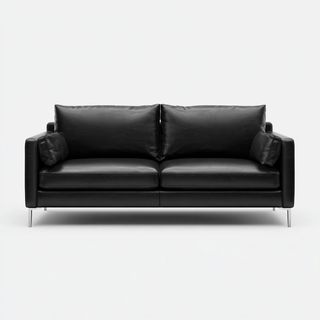 Twee zitsbank - leer - 175x90x85 cm - zwart - modern ontwerp-Chicuse