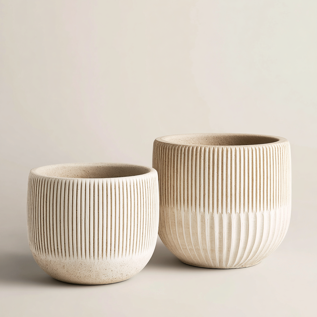 Bloempot - Keramiek - 38x42 cm - 30x35 cm - Beige - Modern design-Chicuse