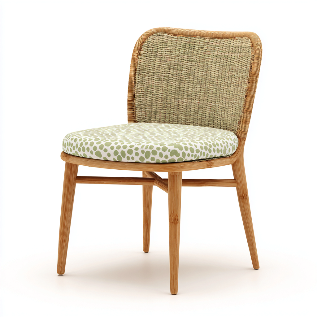 Tuinstoel - rotan-textiel - 52x56x84 cm - groen-naturel - Scandinavisch ontwerp-Chicuse