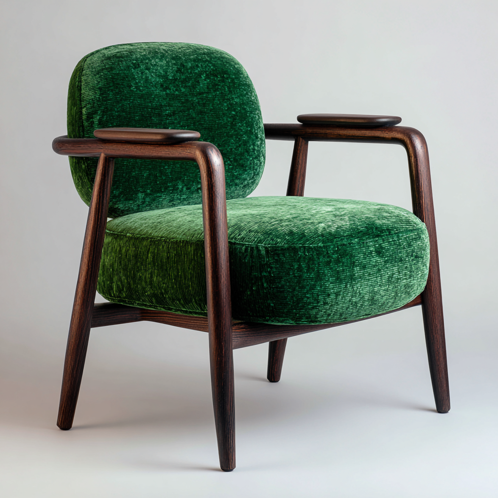 Fauteuil - fluwelen bekleding - 68x74x85 cm - groen - retro houten frame design-Chicuse