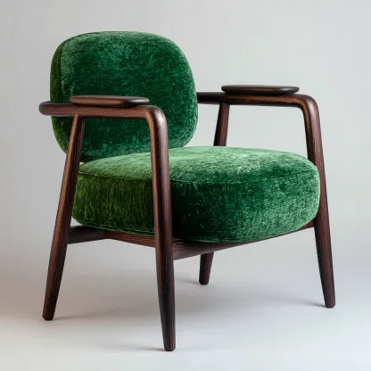 Fauteuil - fluwelen bekleding - 68x74x85 cm - groen - retro houten frame design-Chicuse