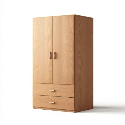 Kledingkast - spaanplaat-metaal - 180x60x210 cm - bruin - 2-deurs kledingkast met laden in eikenlook-Chicuse