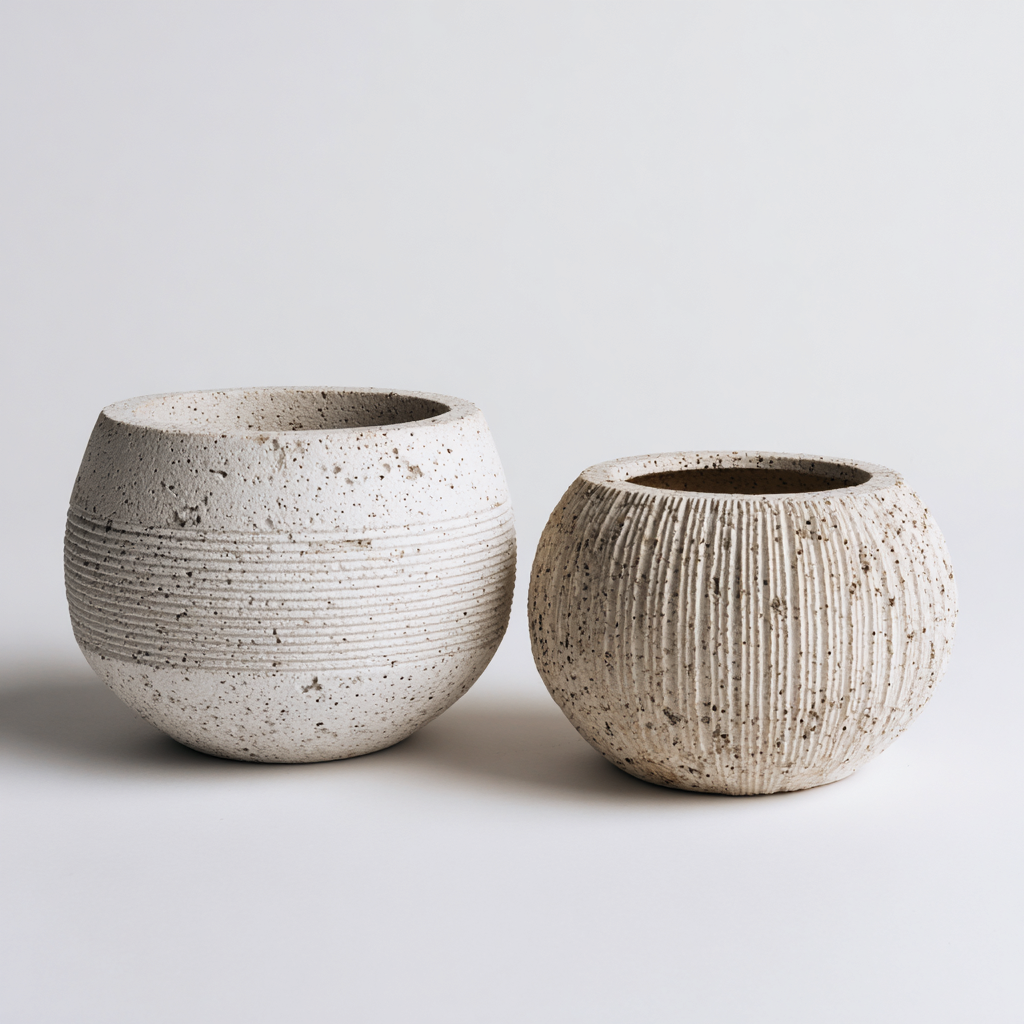 Bloempot - Keramiek - 34x36 cm - 28x30 cm - Wit - Modern design-Chicuse