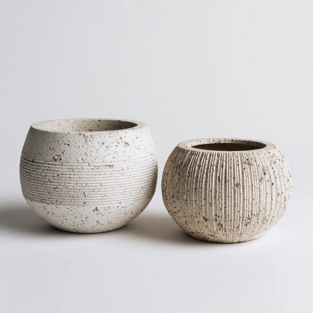 Bloempot - Keramiek - 34x36 cm - 28x30 cm - Wit - Modern design-Chicuse