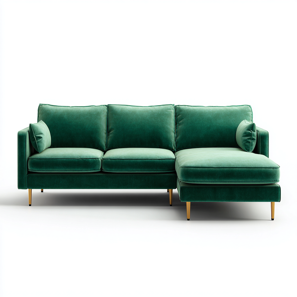 Hoekbank - fluweel - 270x160x85 cm - smaragdgroen - retro design-Chicuse