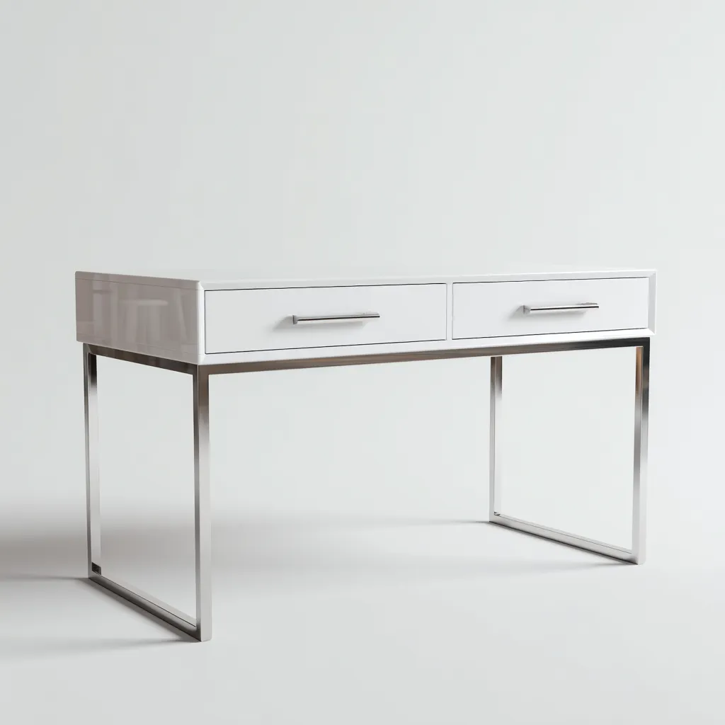 Bureau - Hout-metaal - 120x55x75 cm - Wit - Modern ontwerp met metalen poten en lades-Chicuse