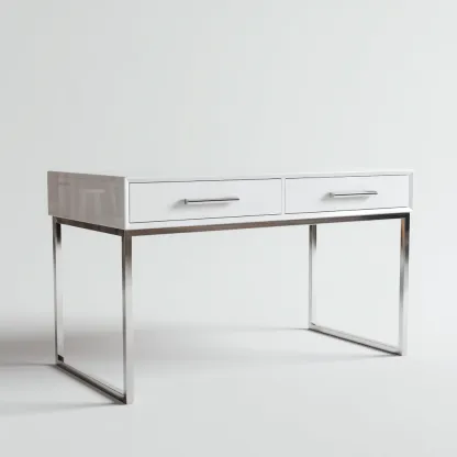 Bureau - Hout-metaal - 120x55x75 cm - Wit - Modern ontwerp met metalen poten en lades-Chicuse