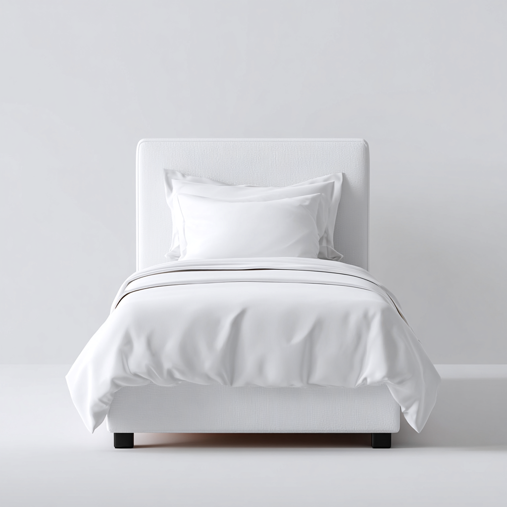 Eenpersoonsbed - Stof-Hout - 200x100x95 cm - Wit - Modern minimalistisch ontwerp-Chicuse