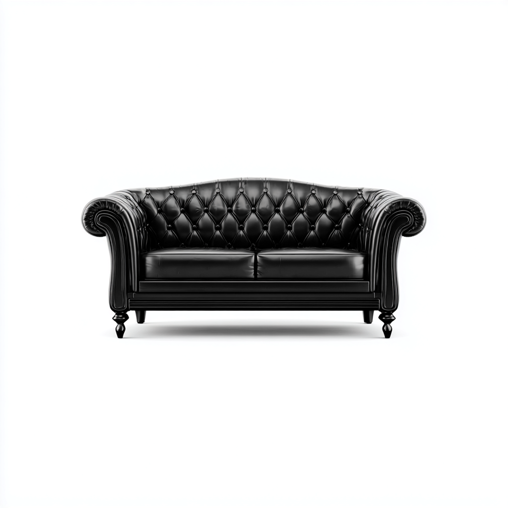 Twee zitsbank - kunstleer - 180x90x75 cm - zwart - Klassiek Chesterfield design-Chicuse