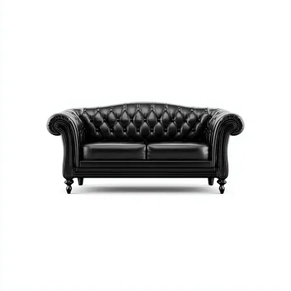 Twee zitsbank - kunstleer - 180x90x75 cm - zwart - Klassiek Chesterfield design-Chicuse