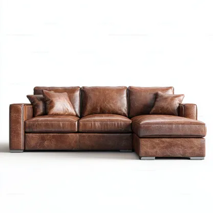 Hoekbank - leer - 270x175x85 cm - bruin - modern ontwerp-Chicuse
