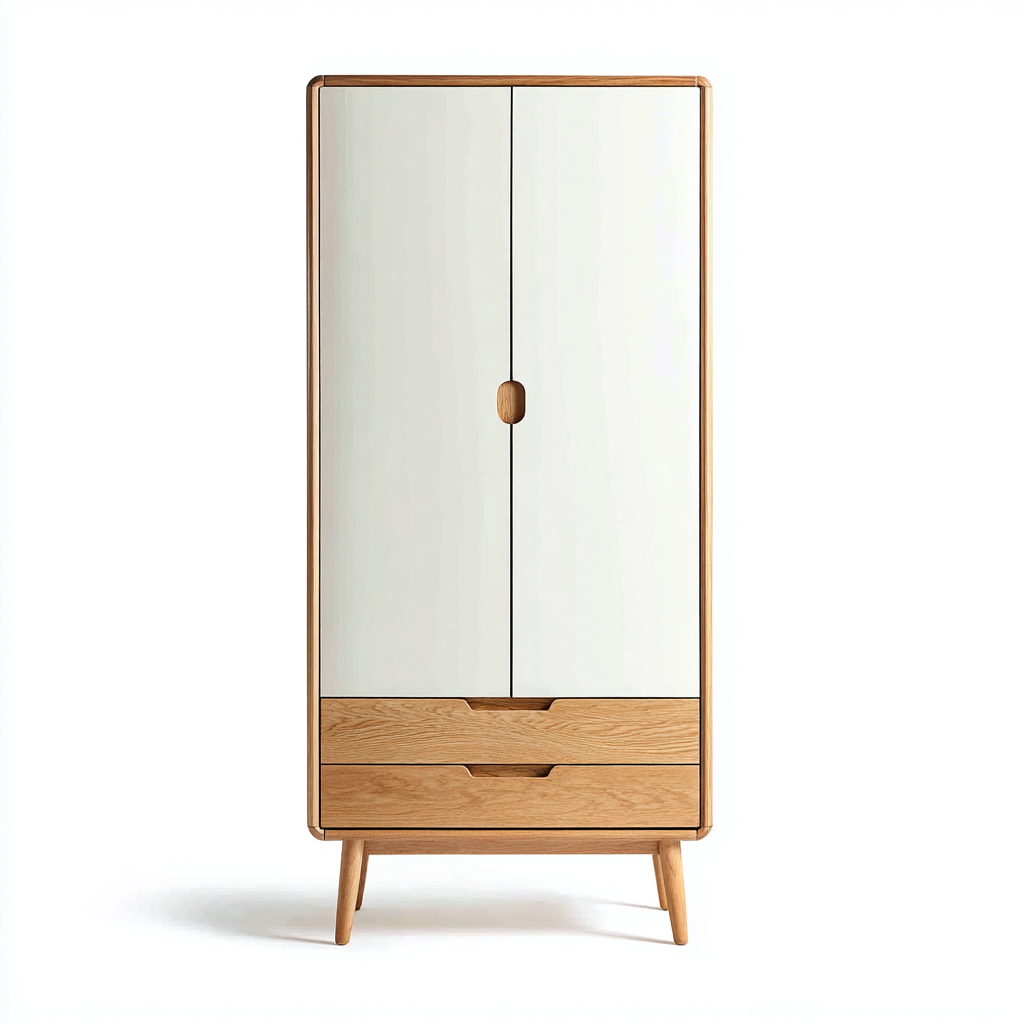 Kledingkast - Hout-MDF - 95x50x185 cm - Wit - Scandinavisch design-Chicuse